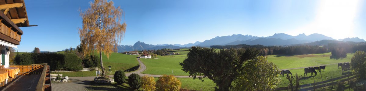 Panoramablick vom Haus Achatz, Hopferau im Allgäu Panoramablick vom Haus Achatz, Hopferau im Allgäu